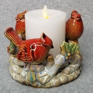 Cardinal Pillar Candle Ring Holder TII Collections Holiday‎ Christmas Decoration